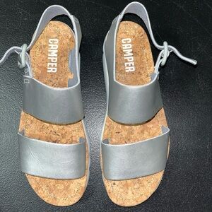 Camper Oruga Silver leather cork footbed